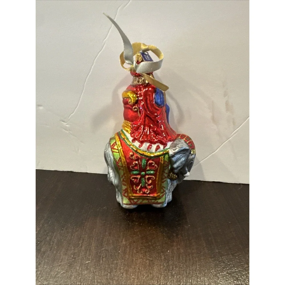 Glasswear Art Studio Santa on Elephant 6.5 Glass Ornament Poland No‎ Box